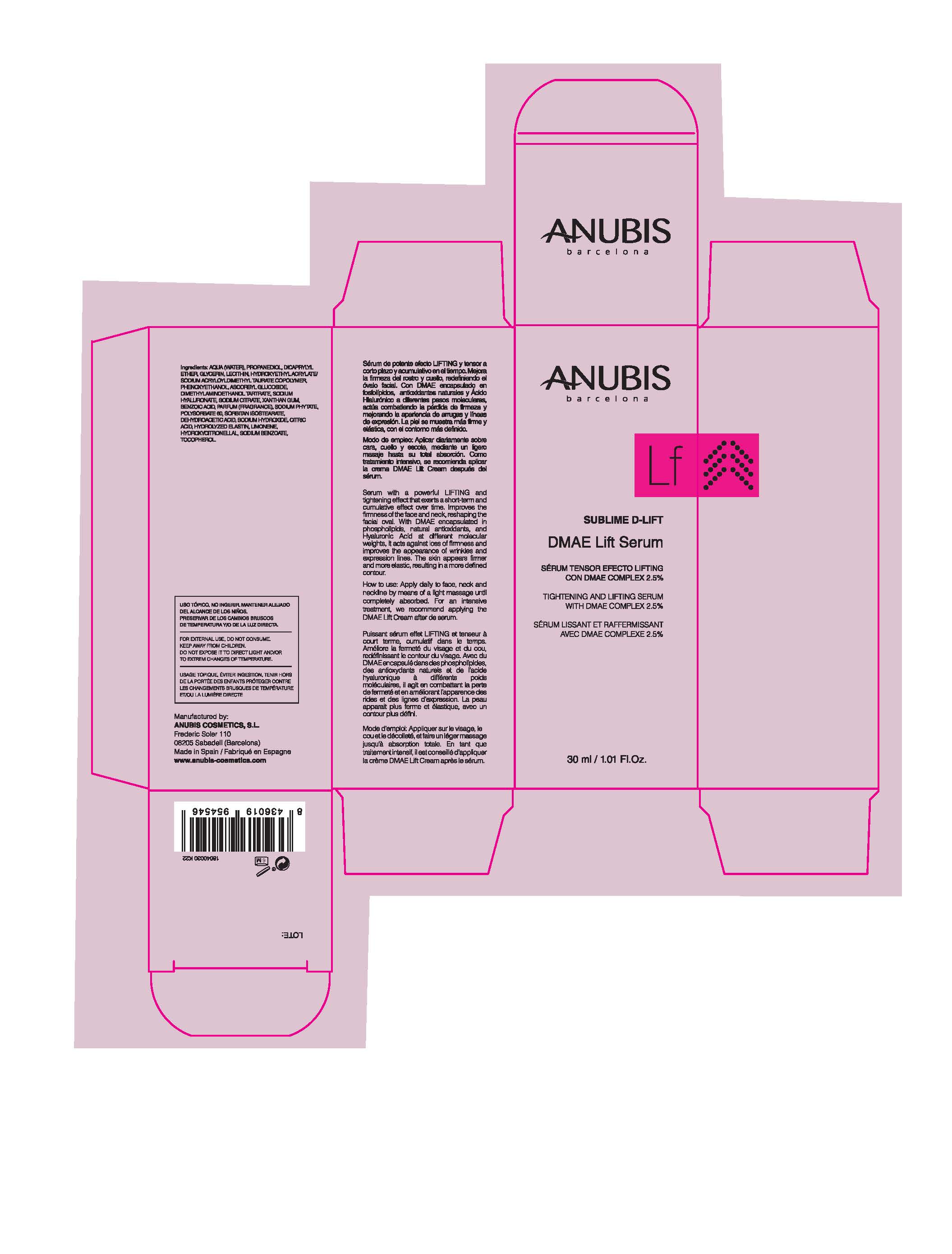 SUBLIME D-LIFT DMAE Lift Serum act ingredient