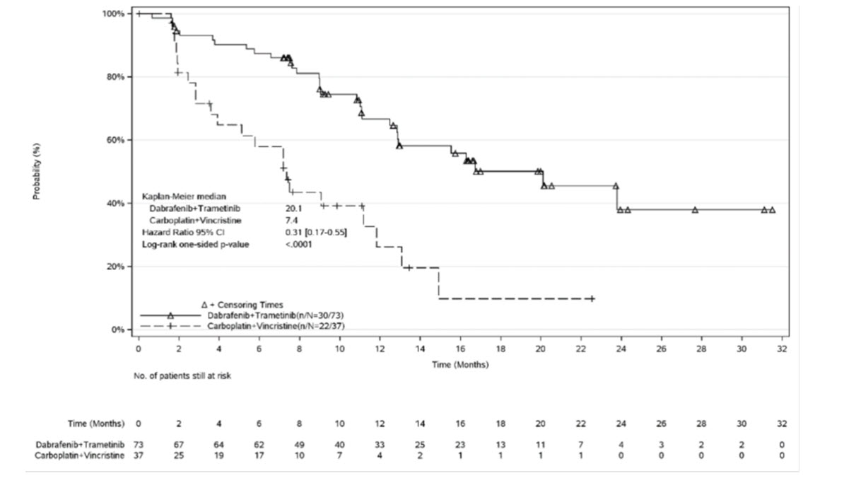 Figure 5.	Kaplan-Meier Curves for Progression-Free Survival in Study G2201 (LGG Cohort)